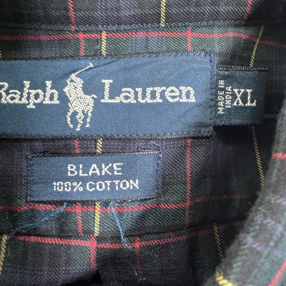 Polo Ralph Lauren Blake Button Down Shirt Mens XL Navy Blue Plaid Preppy Classic - Picture 2 of 6
